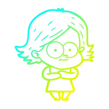 soğuk degrade çizgi çizim mutlu karikatür kız