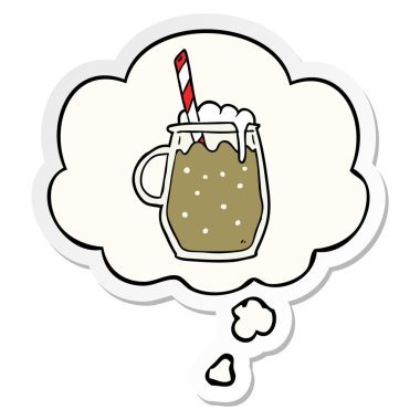 karikatür kök bira ve baskılı bir etiket olarak kabarcık düşünce