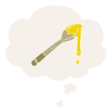 retro tarzında bal ve düşünce bal kabarcık karikatür kaşık