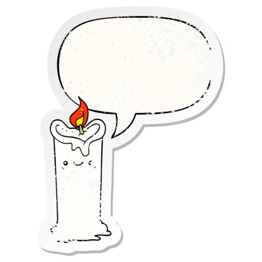 karikatür mum ve konuşma balonu sıkıntılı etiket
