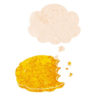 retro dokulu tarzıkarikatür çerez ve düşünce balonu