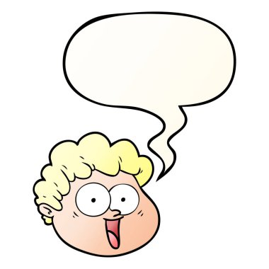 düzgün degrade tarzında karikatür erkek yüz ve konuşma balonu