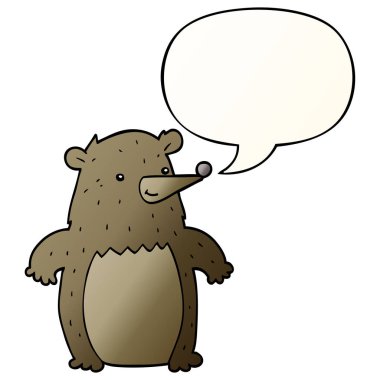 düzgün degrade tarzında karikatür ayı ve konuşma balonu