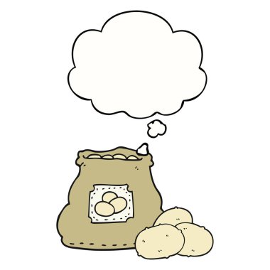 patates ve düşünce balonu karikatür çanta