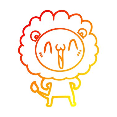 sıcak degrade çizgi çizim mutlu karikatür aslan