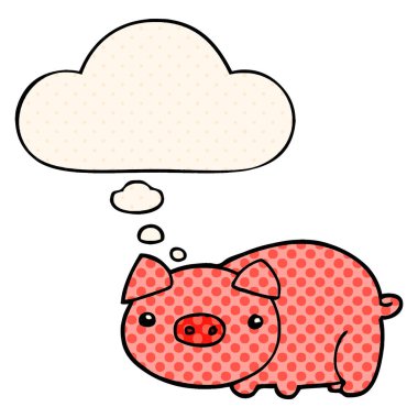 çizgi film domuz ve çizgi roman tarzında düşünce balonu