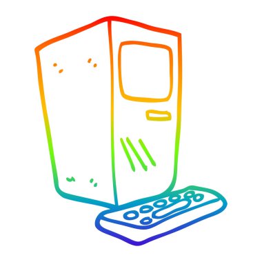 gökkuşağı gradyan çizgi çizim karikatür ofis bilgisayar