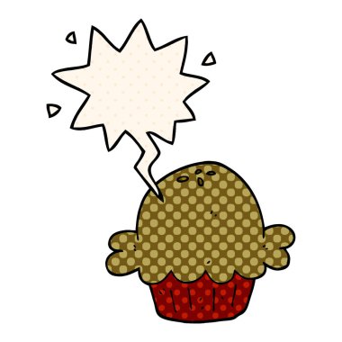 çizgi roman tarzında karikatür pasta ve konuşma balonu
