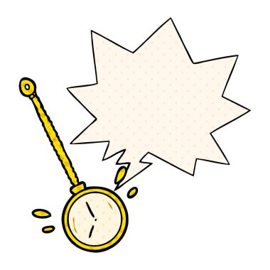 çizgi roman altın hipnotizma izlemek ve komik konuşma balonu sallanan karikatür