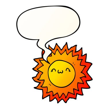 düzgün degrade tarzında karikatür güneş ve konuşma balonu