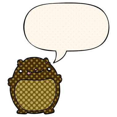 çizgi roman tarzında çizgi film ayısı ve konuşma balonu