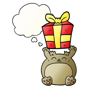 sevimli karikatür noel ayı sıcayı ve pürüzsüz gradien düşünce balonu