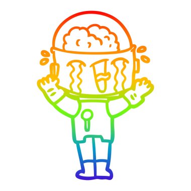 gökkuşağı gradyan çizgi çizim karikatür ağlayan robot