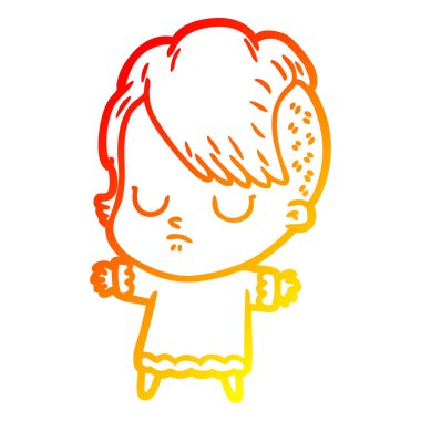 sıcak degrade çizgi çizim karikatür kadın