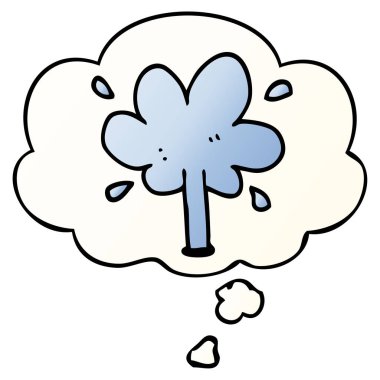 karikatür su fışkırtme ve pürüzsüz degrade tarzında düşünce balonu