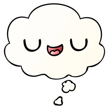 sevimli karikatür yüz ve pürüzsüz degrade tarzında kabarcık düşünce