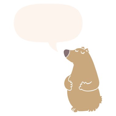 retro tarzında karikatür ayı ve konuşma balonu