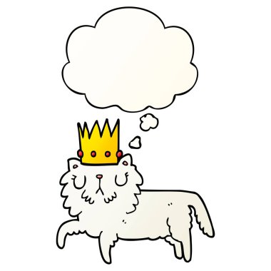 çizgi film kedi düzgün degrade taç ve düşünce balonu giyen 