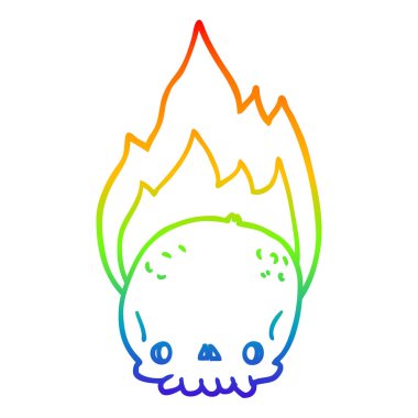 gökkuşağı gradyan çizgi çizim ürkütücü karikatür yanan kafatası