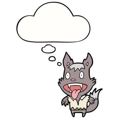 karikatür kurt adam ve düşünce balonu