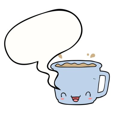 kahve ve konuşma balonu karikatür fincan