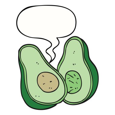 karikatür avokado ve konuşma balonu