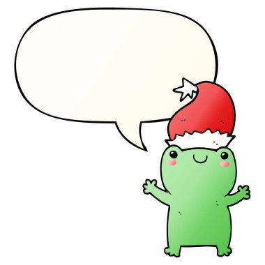 pürüzsüz degrade tarzında sevimli noel kurbağa ve konuşma balonu