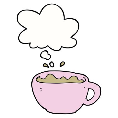 karikatür kahve fincanı ve düşünce balonu