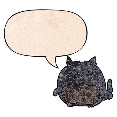 retro doku tarzında karikatür kedi ve konuşma balonu
