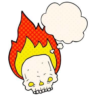 komik çizgi film yanan kafatası ve çizgi roman st düşünce balonu