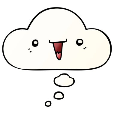 sevimli karikatür yüz ve pürüzsüz degrade tarzında kabarcık düşünce