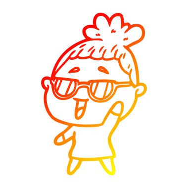 sıcak degrade çizgi çizim karikatür mutlu kadın gözlük giyiyor