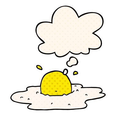 çizgi film kızarmış yumurta ve çizgi roman tarzında düşünce balonu