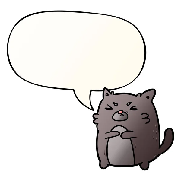 Cartoon angry cat and speech bubble in smooth gradient style — Stock Vector