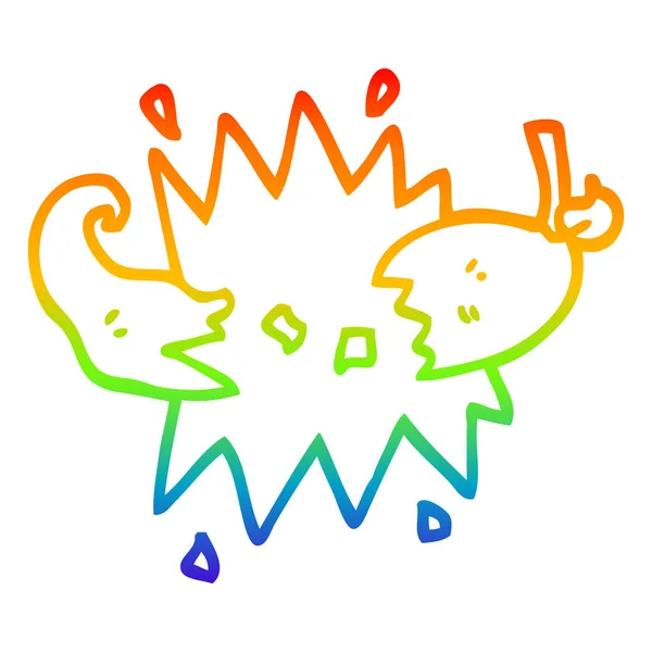 虹のグラデーションライン描画漫画赤いホットチリ — ストックベクタ