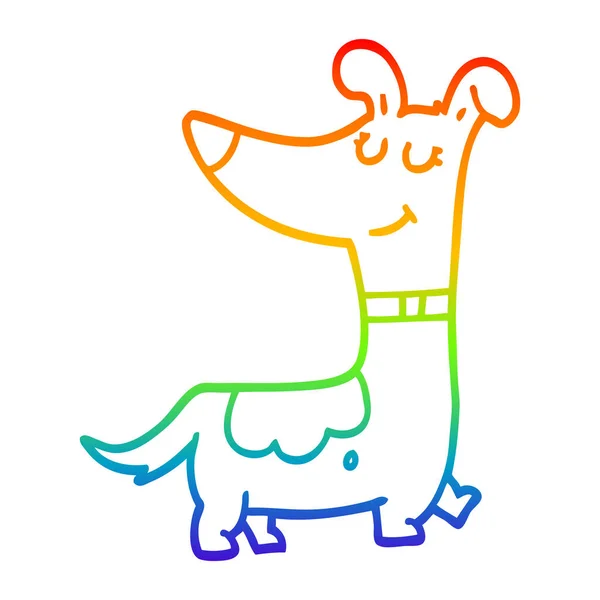 Linea gradiente arcobaleno disegno cartone animato cane — Vettoriale Stock