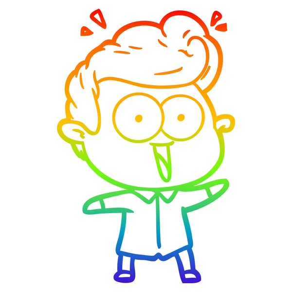 彩虹渐变线绘制卡通兴奋的人 — 图库矢量图片