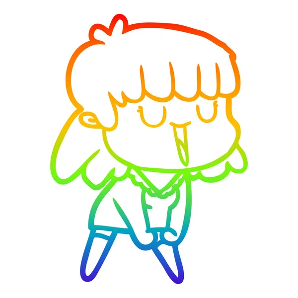 Rainbow gradient ligne dessin dessin femme dessin animé — Image vectorielle