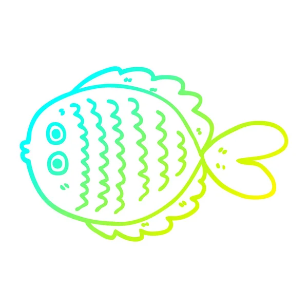 Cold gradient line drawing cartoon flat fish — Stock Vector