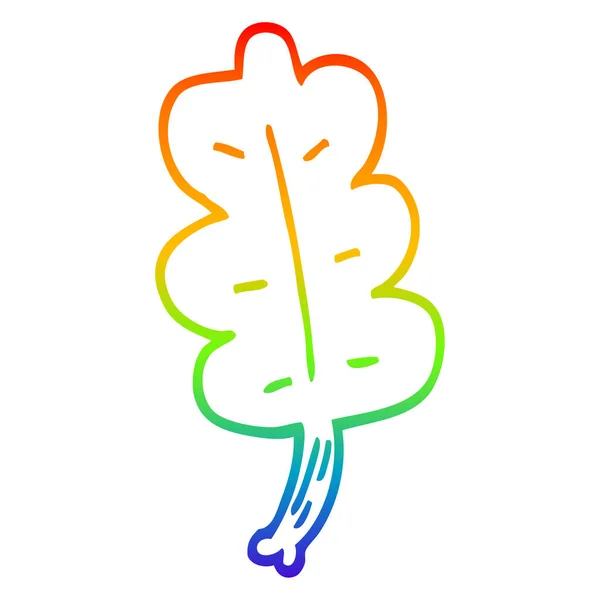 Regenbogen Gradienten Linie Zeichnung Cartoon herbstlichen Blatt — Stockvektor