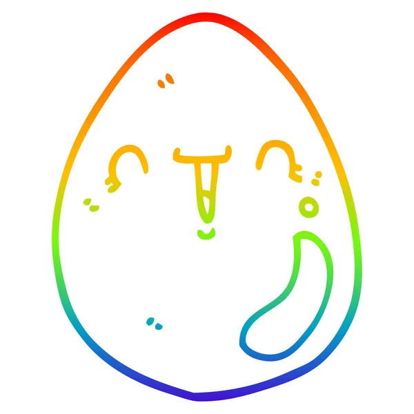 Arco iris gradiente línea dibujo dibujos animados huevo — Vector de stock
