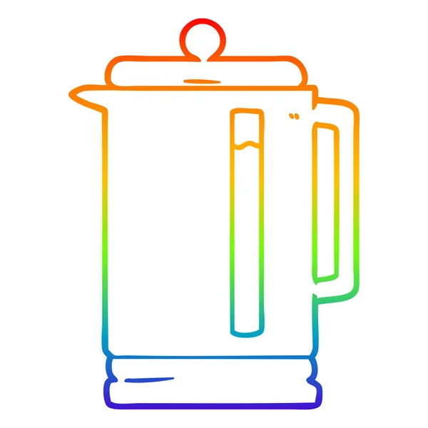 Regenbogen-Gradienten-Linie Zeichnung Cartoon Wasserkocher — Stockvektor
