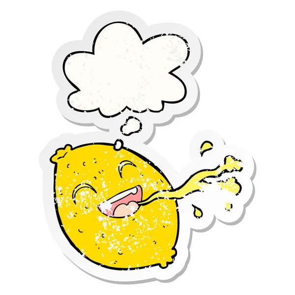 karikatür limon fışkırtma ve sıkıntılı yıpranmış olarak kabarcık düşünce 