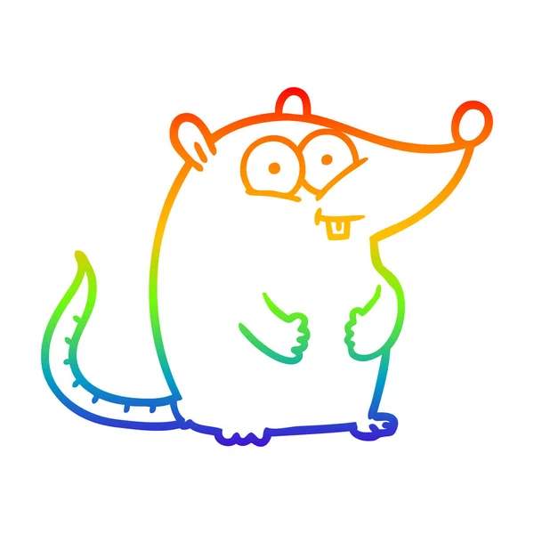Arco iris gradiente línea dibujo dibujos animados feliz blanco ratón de laboratorio — Vector de stock