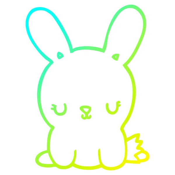 Cold gradient line drawing cute cartoon rabbit — Stock Vector