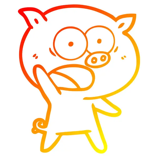 Chaud gradient ligne dessin dessin dessin animé cochon crier — Image vectorielle