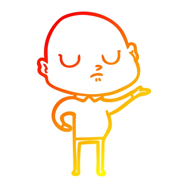 Sıcak degrade çizgi çizim karikatür kel adam — Stok Vektör