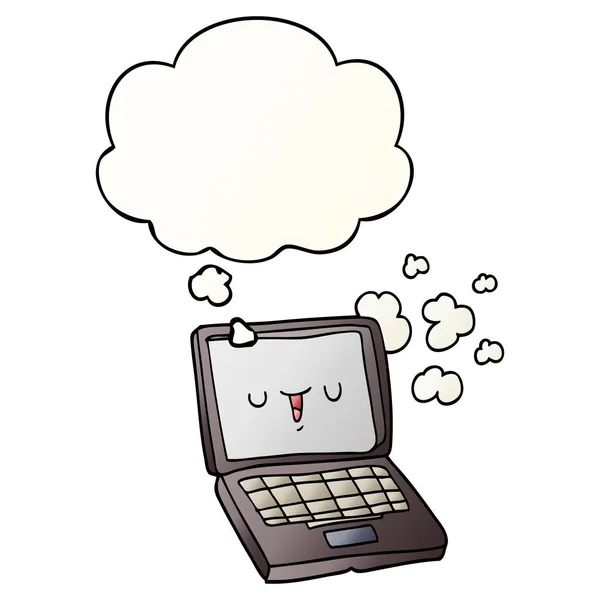 Мультипликационный компьютер и мыслепузырь в гладком градиентном стиле — стоковый вектор