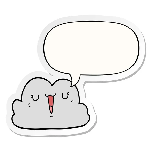 Cute cartoon cloud and speech bubble sticker — Stock Vector