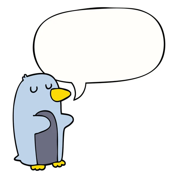 Pingwin kreskówki i bańka mowy — Wektor stockowy